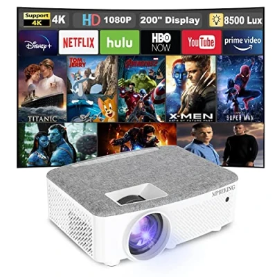 Image of Projector, Portable Video Projector HD 1080P Supported, Home 8500 Lumens 200&#039;&#039;Display for TV Stick, Theatre, Android/iOS