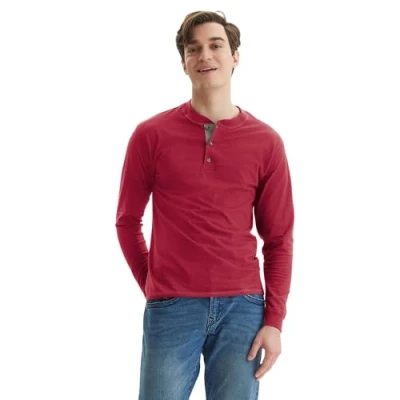 Image of Hanes Men&#039;s O5719 henley shirts, Burnt Brick, L UK