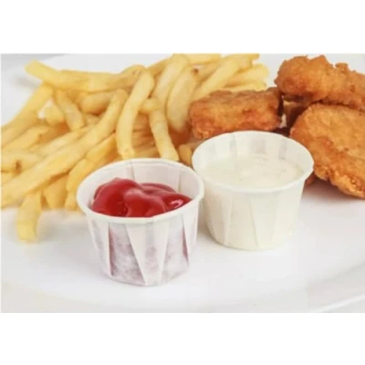 Image of HOT BARGAINS 5000 X 1oz/30mlPaper Soufflé Cups Disposable Waxed Paper Ramekins Sauce Pots, Lots Cups, Portion Condiment Dipping Pots (1oz)