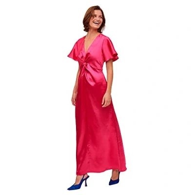 Image of Vila Women&#039;s Visittas V Neck S/S Maxi Dress Noos, Pink Yarrow, 14