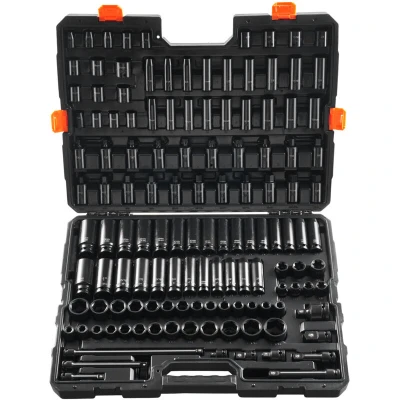Image of VEVOR Impact Socket Set 3/8&quot; &amp; 1/2&quot; Drive, 130 Piece SAE Metric Set, 6 Point Cr Mo Alloy Steel for Auto Repair, Easy to Read Size Markings, Rugged Construction, Includes Storage Case