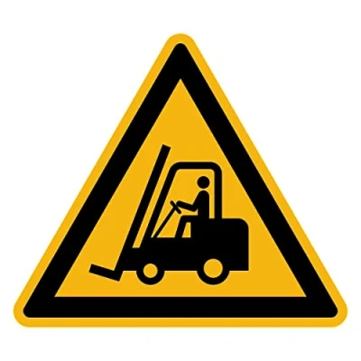 Image of Sticker Danger Warning NF ISO 7010 Laminated Triangular Signage Adhesive Water and UV Resistant Forklifts 60x60 cm
