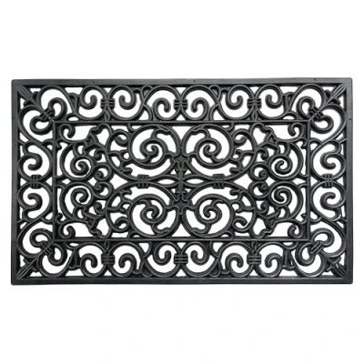 Image of EHC Heavy Duty Wrought Effect Anti Slip Large Rectangular Rubber Doormat Dirt Trapper for Entrance, Indoor, Outdoor &amp; Hallway 45 X 75 cm