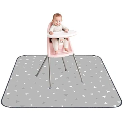 Image of Baby Splat Floor Mat for Under High Chair Animal Arts Crafts by CASKIE, 51&quot; Waterproof Anti Slip Food Splash Spill Eating Mess, Washable Protector and Table Cloth