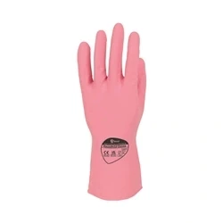 Image of Shield Rubber Household Gloves 0.33mm 30cm Pairs Medium Pink (Pack 12)