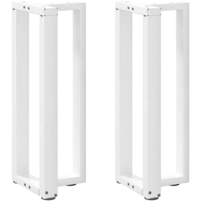 Image of vidaXL console table legs/t shaped steel desk legs with adjustable feet white metal furniture for living room/kitchen (set of 2) 20x28x(72 73) cm
