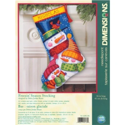 Image of Dimensions Freezin&#039; Season Stocking Needlepoint, Polyester blend, Multi Colour