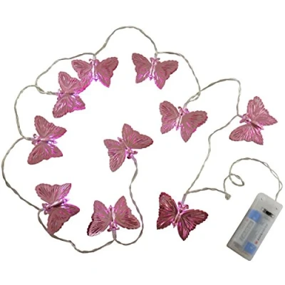 Image of Christmas Concepts® 10 White LED Metal Pink Butterfly Shaped Lights Everyday