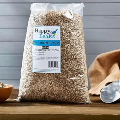 Image of Happy Beaks No Mess Sunflower Hearts Seed Wild Bird Food High Energy and Oil Content Premium Feed Mix (Sunflower 28kg)