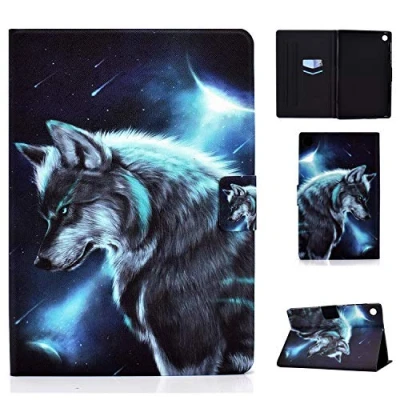 Image of Case for Lenovo Tab M10 Plus 10.3 Tablet Protective Leather Cover Folio Slim Lightweight with Flip Stand Card Holder FHD TB X606F (Space wolf)