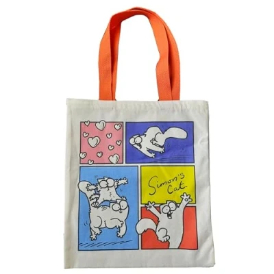 Image of Puckator Simon&#039;s Cat 2024 Reusable Tote Bag Canvas Cotton Bags Eco Gifts for Women and Men Cloth Shopping Fabric Foldable Handbag