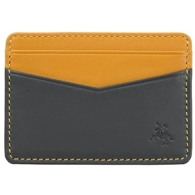 Image of Visconti Slim Collection Axe Leather Card Holder RFID Blocking VSL40 Grey/Mustard