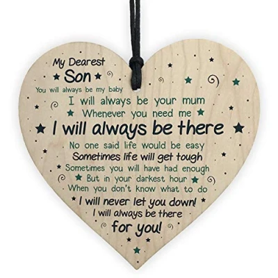 Image of RED OCEAN Son Gifts From Mum Dad 18th 21st Birthday Gift Card For Him Wood Heart