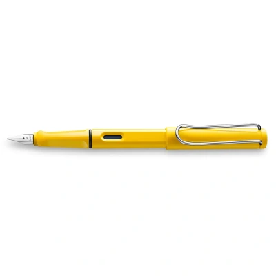 Image of LAMY safari yellow Fountain Pen with ergonomic grip &amp; polished Left Handed steel nib (LH) in size M ideal for any Writing Calligraphy including T 10 blue cartridge