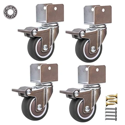 Image of 4X Swivel Caster Wheels, 1.5&quot; U Shaped Rubber Castor Wheel, Trolley Furniture Caster, Cribs, with Screws, Maximum Load Capacity 75kg