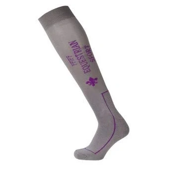 Image of PFIFF 101449 Unisex Riding Socks Reinforced Ankle Foot Pad Grey/Purple 34 36