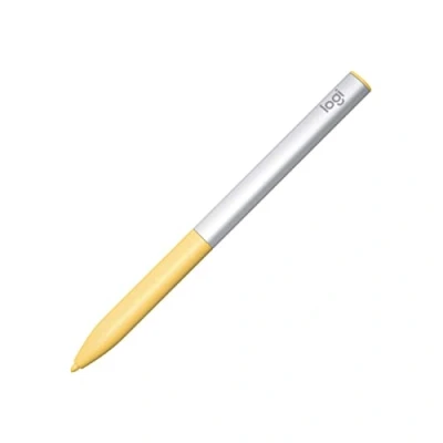 Image of Logitech Pen Rechargeable USI Stylus Designed for Learning, Works With Chromebook Certified, No Pairing, Soft Non Slip Grip Silver/Yellow