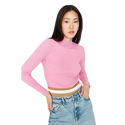 Image of Trendyol FeMan Regular fit Basic Crew Neck Knitwear Sweater Pink
