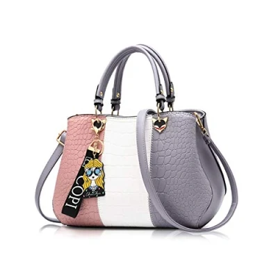 Image of NICOLE &amp; DORIS Fashion Women Handbags Tote Bag for Ladies Shoulder Crossbody Messenger PU Leather Classic Design Grey 2