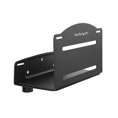 Image of StarTech.com Wall Mount CPU Holder Adjustable Width 4.8in to 8.3in Metal Computer Tower Mounting Bracket for Desktop PC (CPUWALLMNT),Black