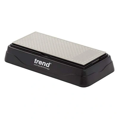 Image of Trend Craft Pro Double Sided Diamond Bench Stone, Coarse &amp; Fine Grits, CR/DWS/B6/FC, Black/Silver