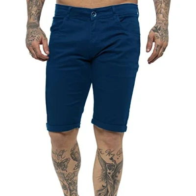 Image of BRAND KRUZE Mens Slim Fit Stretch Casual Cotton Chino Shorts Summer Smart Work Half Pants KZS104 Blue 40