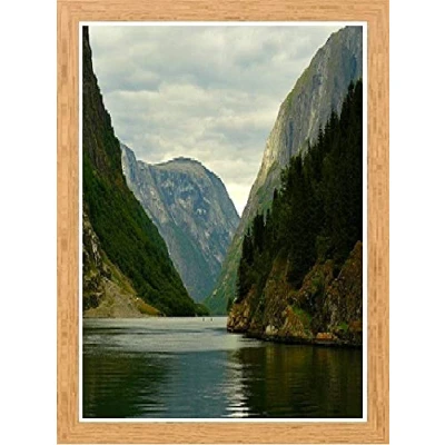 Image of Oak Panoramic Picture Frame Photo Poster Glass Real Wood 750mm x 500mm