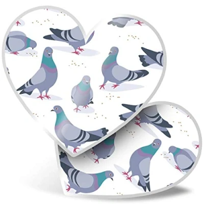 Image of 2 x Heart Stickers 7.5 cm Pigeon Bird Cartoon Pattern Fun Decals for Laptops,Tablets,Luggage,Scrap Booking,Fridges, #15995