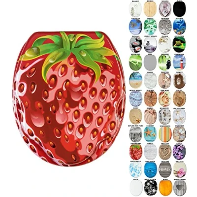 Image of Sanilo Soft Close Toilet Seat, Wide Choice of New Seats, Stable Hinges, Easy to Mount (Strawberry)