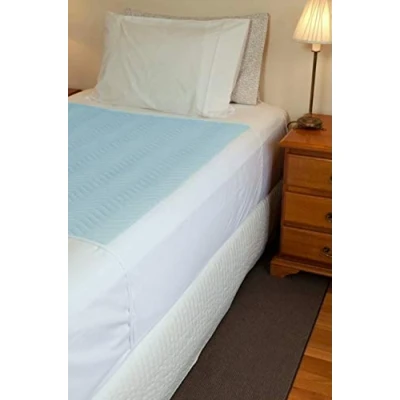 Image of ComfortCare Eco Blue, Washable Incontinence Pad Bed Protector Sheet, Single with Tucks,90 x 90cms,35½&quot; 35½&quot;