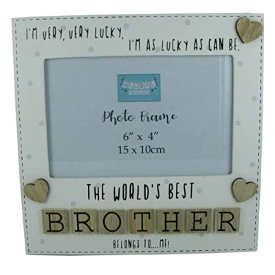 Image of Photo Frame The Worlds Best Brother 3D Letters Tile Art Wood Cream 6x4&quot;