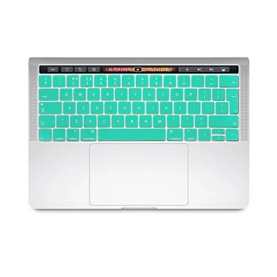 Image of Se7enline Compatible With MacBook Pro 13/15 inch Retina Display Touch Bar Version 2016/2017/2018/2019/2020 Model A1706/A1989/A2159/A1707/A1990 Keyboard Cover Skin (EU Layout), Turquoise Blue