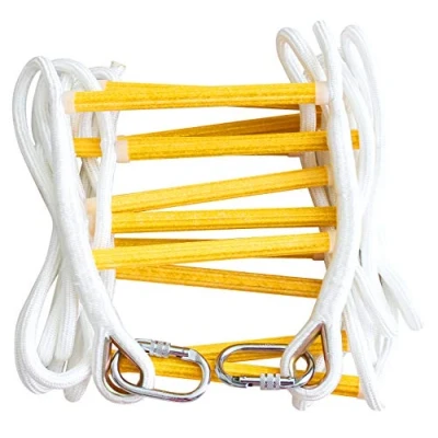 Image of ISOP Fire Escape Ladder 2 Storey 5 m (16ft) Safety Rope with Carabiners Retardant Emergency Up to 900 kg Load Capacity Hanging