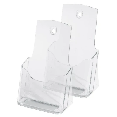 Image of SIGEL LH313 Table Top Literature Holder, for A6 and DL, uv resistant acrylic, clear, 2 Pieces