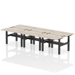 Image of Air B2B 1200x800mm Height Adjustable 6P Bench Desk CP Grey Oak/Black