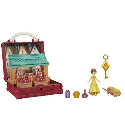 Image of Disney Frozen Pop Adventures Village Set Up Playset With Handle, Including Anna Small Doll Inspired by 2 Movie Toy for Kids Ages 3 and
