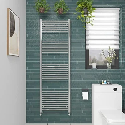Image of NRG Straight Chrome Bathroom Heated Towel Rail Radiator Central Heating Ladder Rad Warmer 1800x600mm