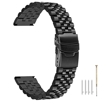 Image of Kai Tian Super 3D Screw in Adjustable Quick Release 22mm Watch Band Stainless Steel Black Strap Double Locks Diver Clasp