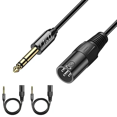 Image of J&amp;D 2 Pack XLR to TRS 6.35mm (1/4 inch) Cable, Male 9 Feet