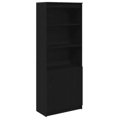 Image of vidaXL Highboard Black Oak Engineered Wood Cabinet 50x35x180 cm Modern Storage Solution for Home or Office Use