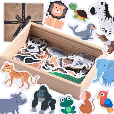 Image of Jaques of London Animal Magnets for Kids Fridge Wooden Since 1795