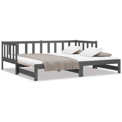 Image of vidaXL Pull out Day Bed without Mattress Grey 2x(90x190)cm