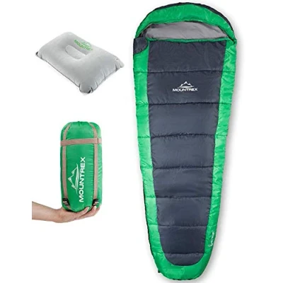 Image of MOUNTREX Sleeping Bag for Camping, Hiking and Backpacking; Ultralight (850 g) Windproof Mummy with Hood, 205x75 cm