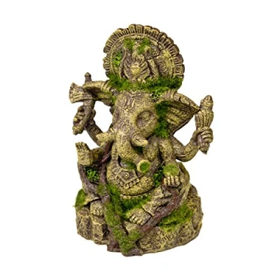 Image of Rosewood Polyresin Moss Covered Statue of Ganesha Aquarium Ornament