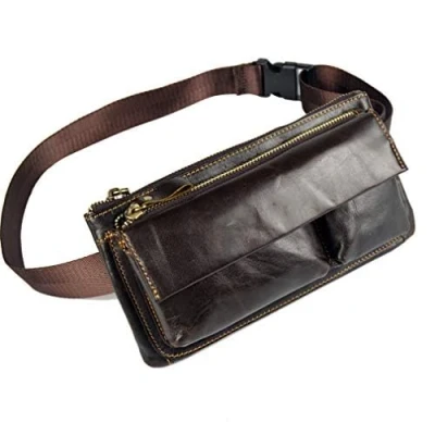 Image of Hebetag Leather Waist Pack Fanny Bag Handbag for Men Women Hip Bum Belt Purse Travel Outdoor Running Hiking Camping Cell Phone Clutch Pouch Pocket, #11Coffee, One Size, Vintage, Classic
