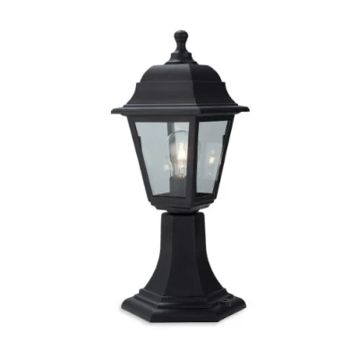 Image of Firstlight 1 x E27 60 Watt IP44 Oslo Lantern Pillar, Black Resin