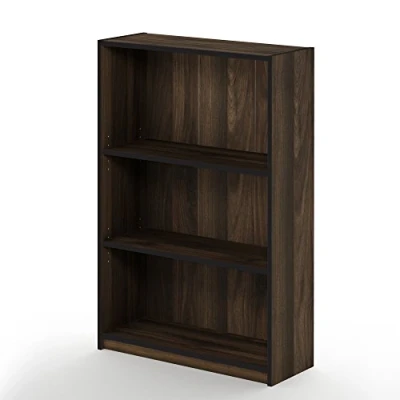 Image of Furinno JAYA Simple Home 3 Tier Adjustable Shelf Bookcase, Columbia Walnut