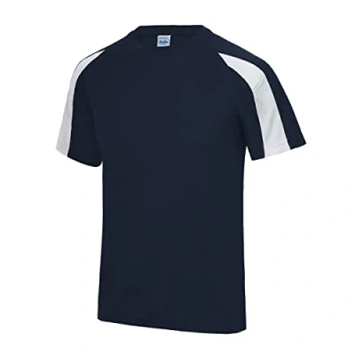 Image of AWDis Kids Contrast Cool T Shirt, French Navy/Arctic White, 12 13 Years