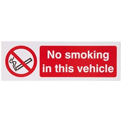 Image of No Smoking In This Vehicle Sign 150mm x 50mm Self Adhesive