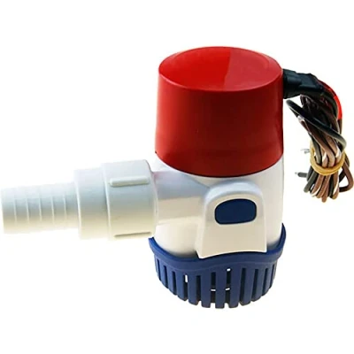 Image of Rule 25D Submersible Bilge Pump, 500 Gallon Per Hour, 12 Volt DC, Non Automatic,Red/White/Blue